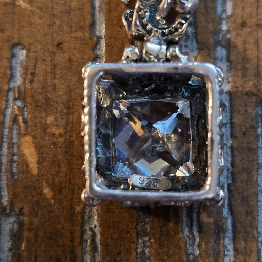 Retired Silpada Uptown Fleur de Lis Pendant SS and CZ - Picture 3 of 3